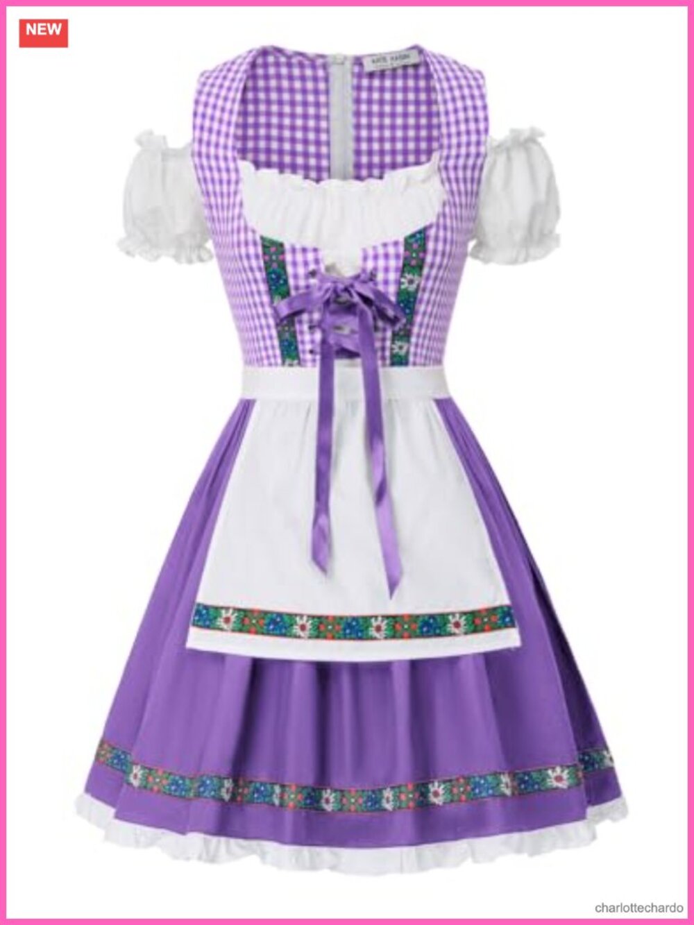 Women's Dirndl Dress Bavarian Oktoberfest Costume German Beer Maid Outfit with